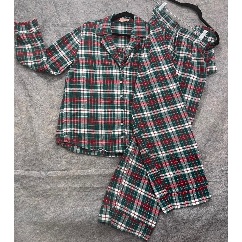 Show Me Your Mumu Classic PJ Set Holiday Plaid Green Red White Cotton Womens S - Picture 2 of 10